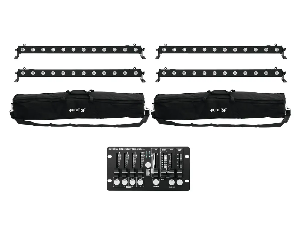EUROLITE Set 4x LED BAR-12 QCL RGBW + 2x Soft Bags + Controller Sofort Bestellen