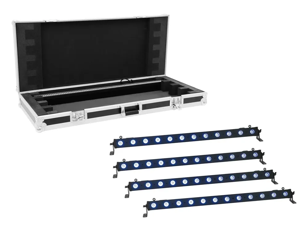 Knallerangebot EUROLITE Set 4x LED BAR-12 QCL RGB+UV Leiste + Case
