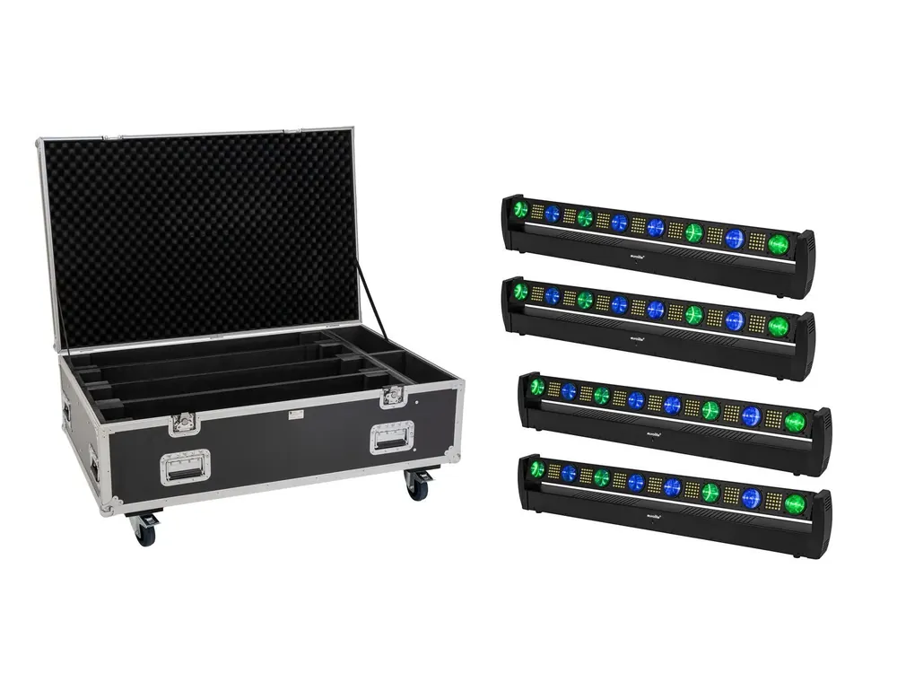 EUROLITE Set 4x LED BAR-8 SWING QCL Leiste + Flightcase mit Rollen Angebot