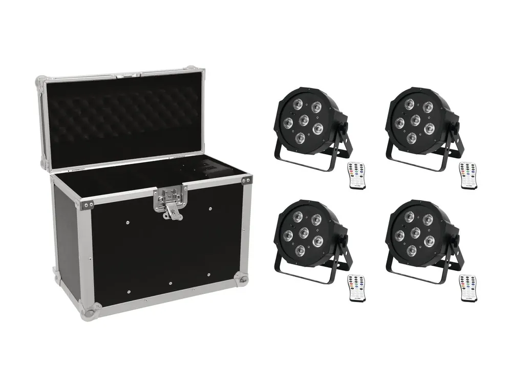 Gratis Versand EUROLITE Set 4x LED SLS-603 + Case EC-SL4M Größe M
