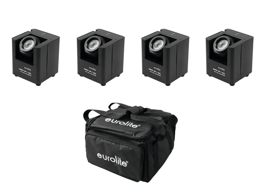 EUROLITE Set 4x AKKU UP-1 + SB-4 Soft-Bag Direkt Vom Hersteller