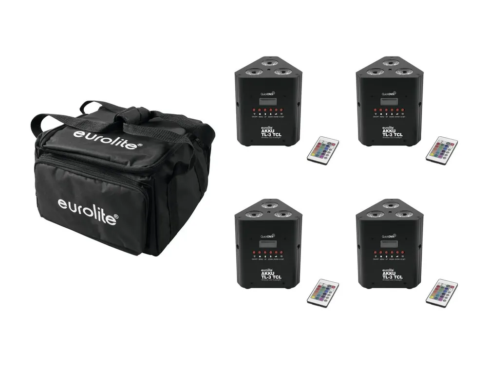 Jetzt Kaufen EUROLITE Set 4x AKKU TL-3 QuickDMX + Soft-Bag