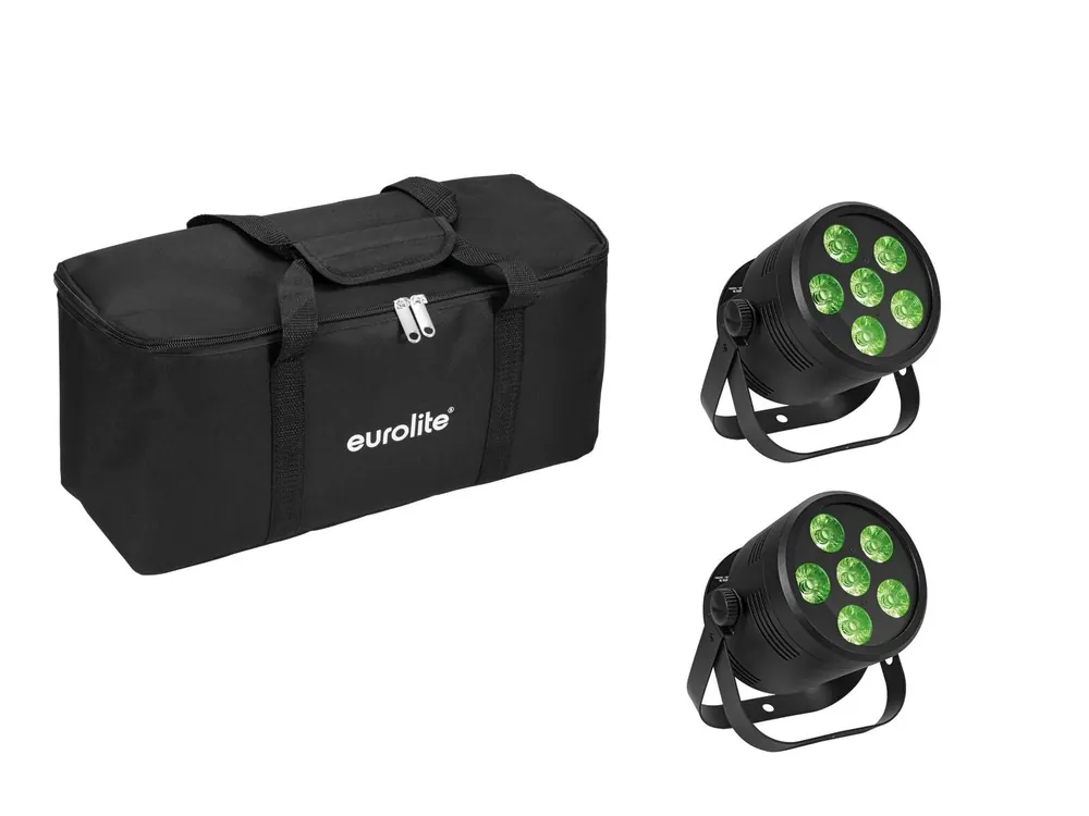 Expressversand EUROLITE Set 2x LED Silent Par 6 QCL Floor sw + Soft-Bag