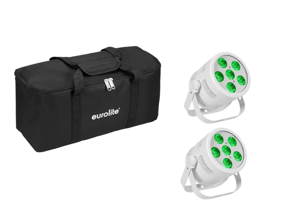 EUROLITE Set 2x LED Silent Par 6 QCL Floor ws + Soft-Bag Kostenloser Versand