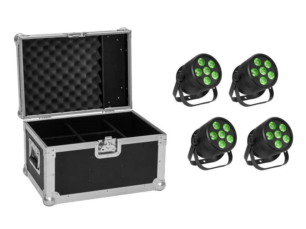 EUROLITE Set 4x LED Silent PAR 6 QCL Floor sw + Case Expressversand
