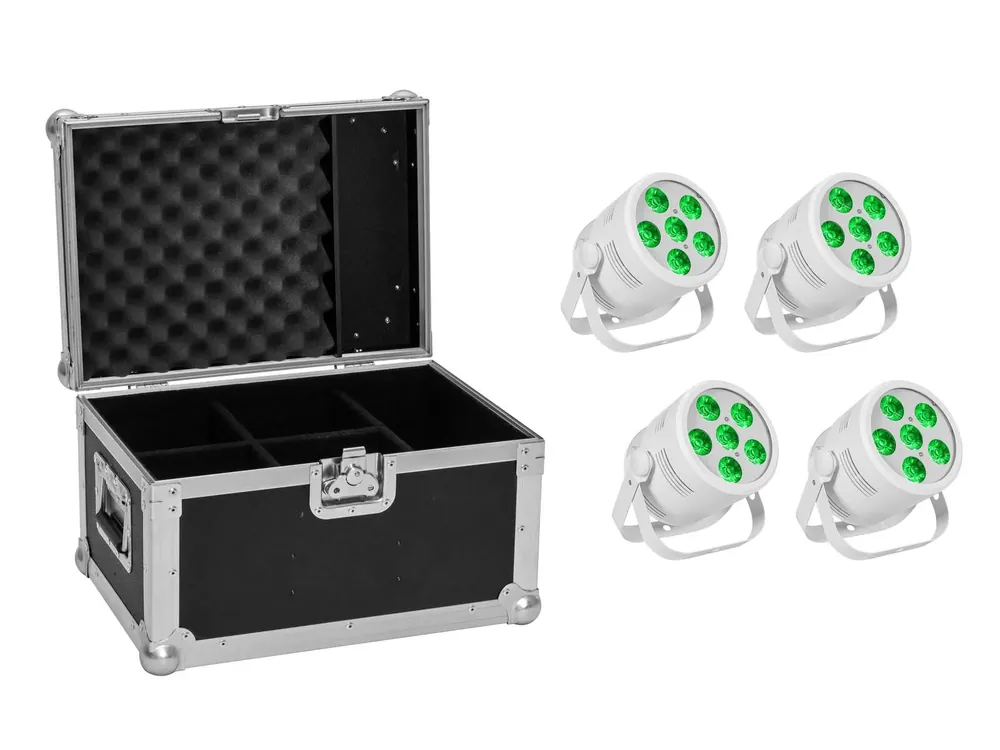 Markenprodukt EUROLITE Set 4x LED Silent PAR 6 QCL Floor ws + Case