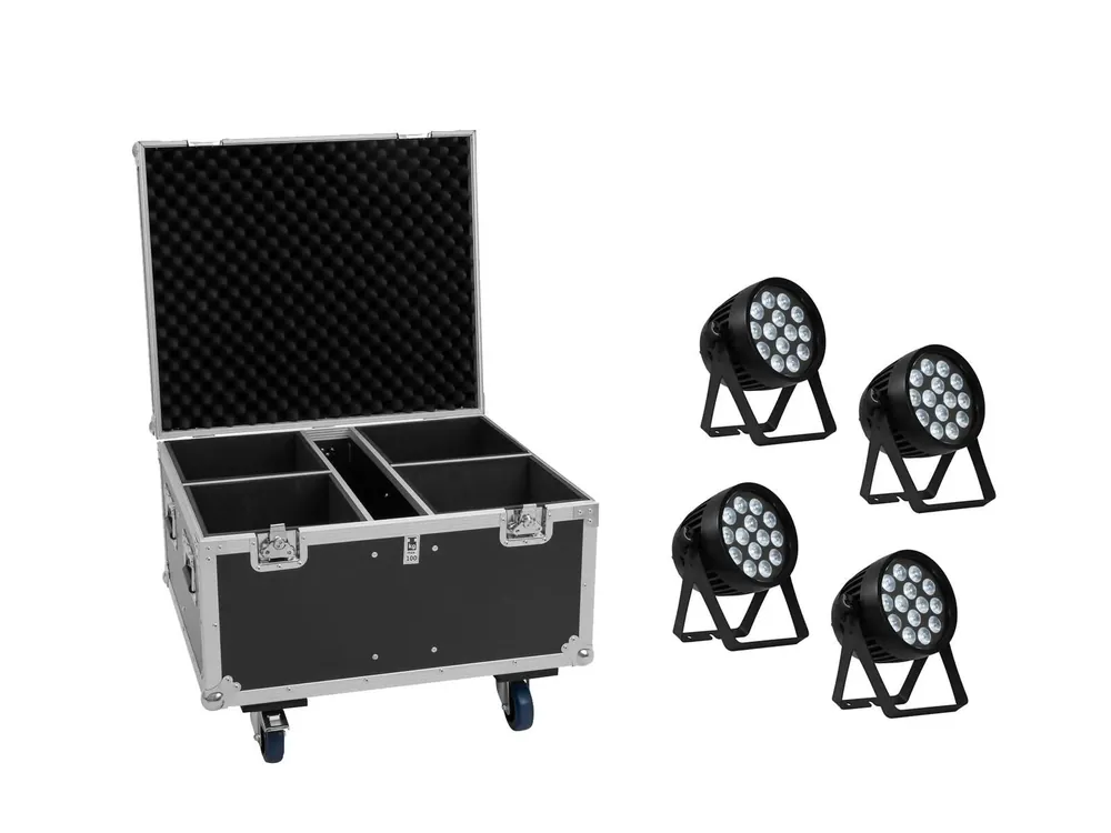 Bestpreis EUROLITE Set 4x AKKU IP PAR 14 HCL QuickDMX + Flightcase