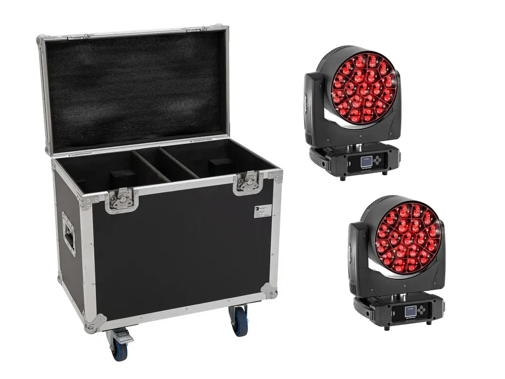 Sale EUROLITE Set 2x LED TMH-H380 Beam/Wash/Flowereffekt + Flightcase mit Rollen
