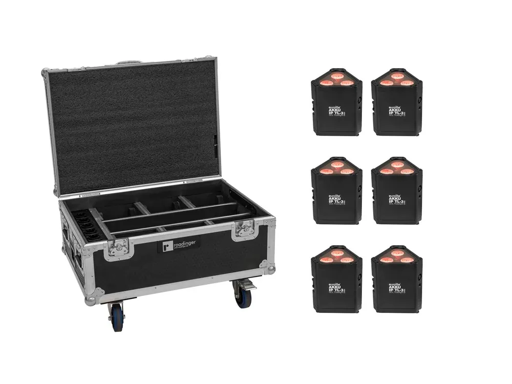 EUROLITE Set 6x AKKU IP TL-3 QCL + Case mit Rollen und Ladefunktion Aktuell