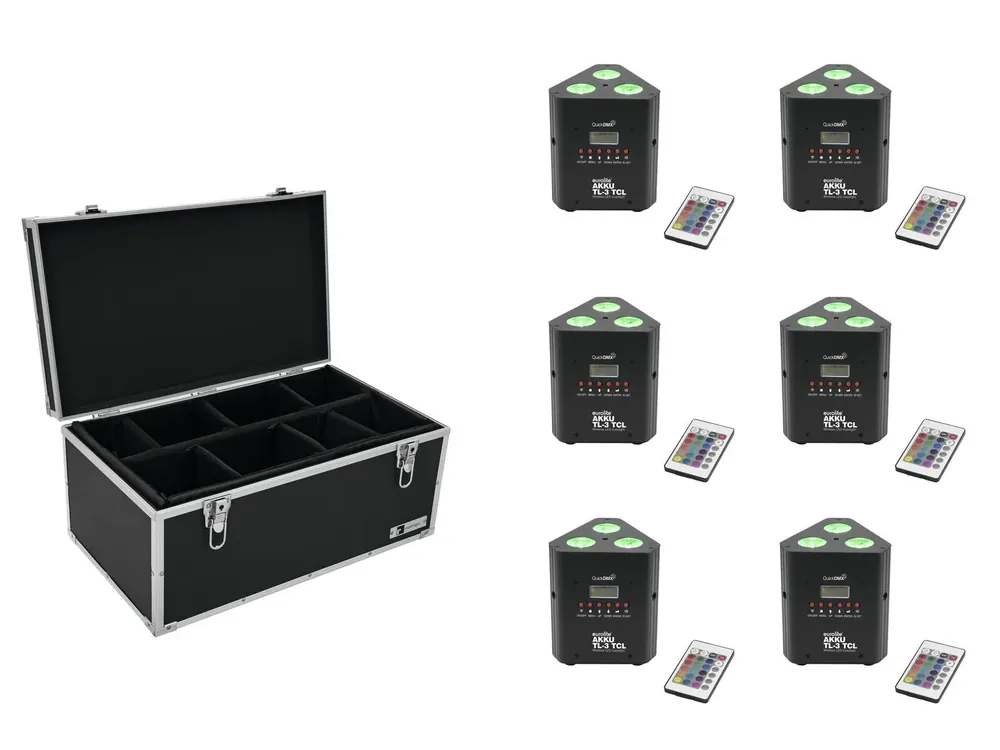 EUROLITE Set 6x AKKU TL-3 TCL Trusslight QuickDMX + Case TDV-1 Top-Angebot