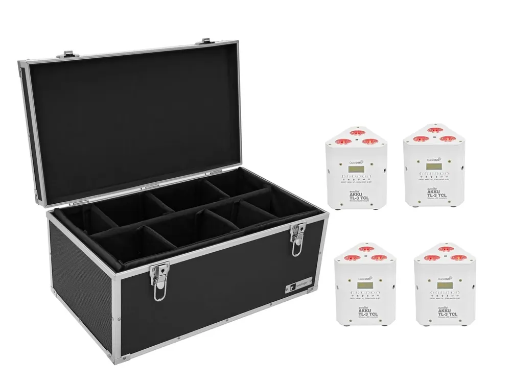 EUROLITE Set 4x AKKU TL-3 TCL weiß + Case TDV-1 Knallerangebot