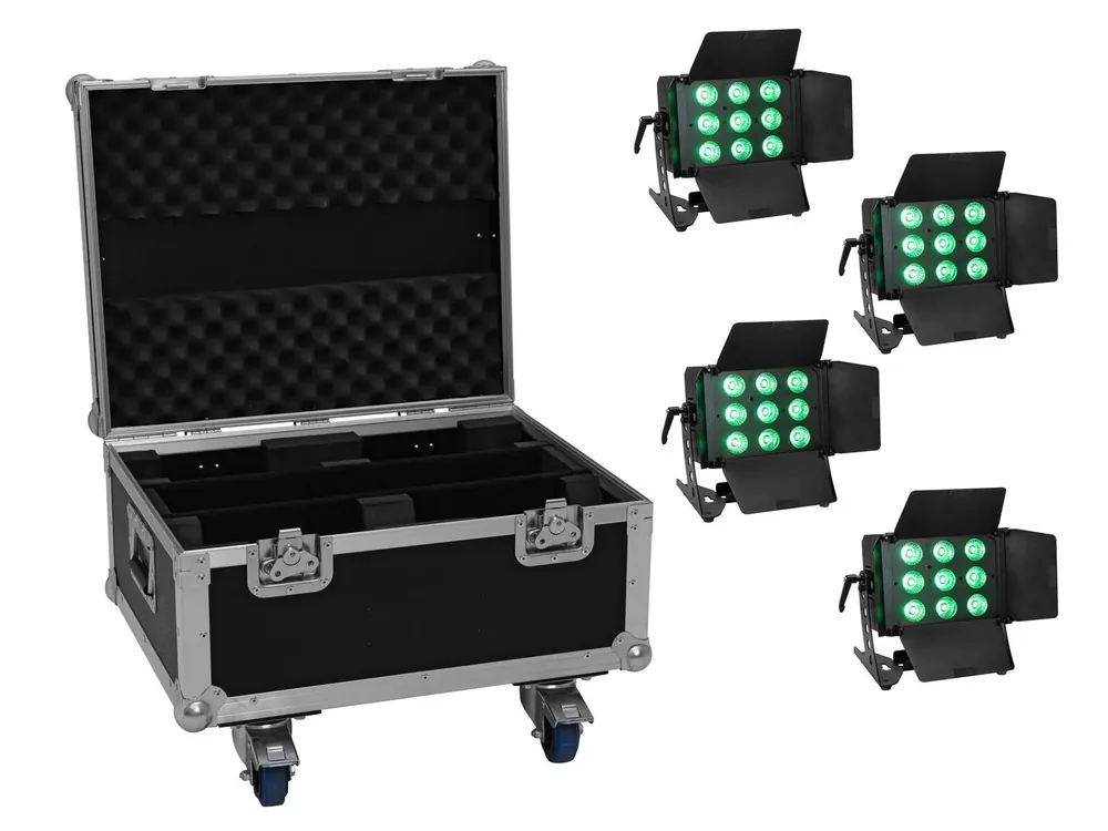 EUROLITE Set 4x LED CLS-9 QCL RGB/WW 9x7W + Case Top-Seller