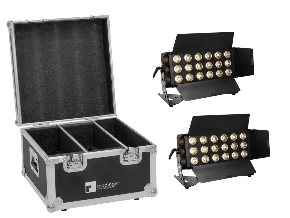 Jetzt Kaufen EUROLITE Set 2x LED CLS-18 QCL RGB/WW 18x7W + Flightcase