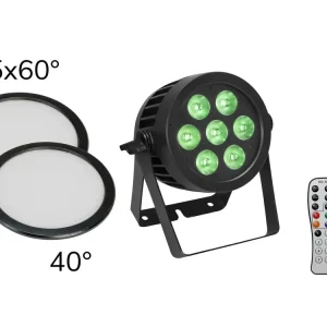 Wochenendangebot EUROLITE Set LED IP PAR 7x8W QCL Spot + 2x Diffusorscheibe (15x60° und 40°)