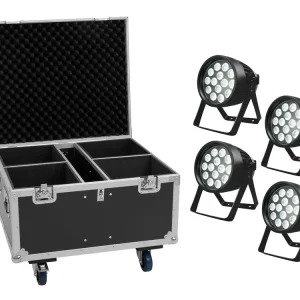 Begrenztes Angebot EUROLITE Set 4x LED IP PAR 14x10W HCL + Flightcase