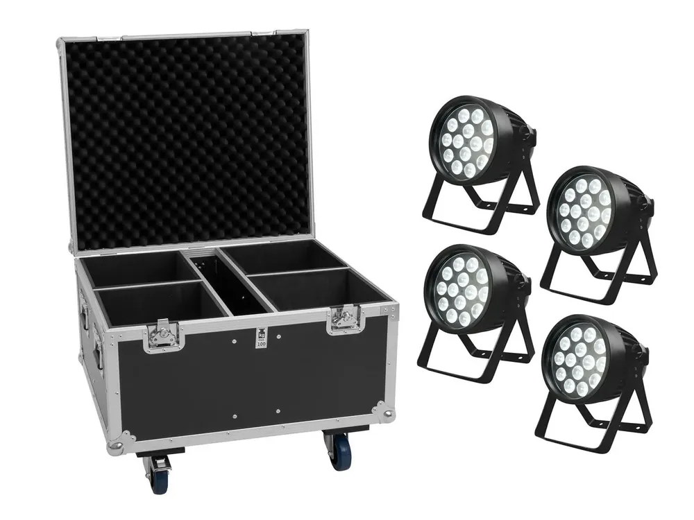 Begrenztes Angebot EUROLITE Set 4x LED IP PAR 14x10W HCL + Flightcase