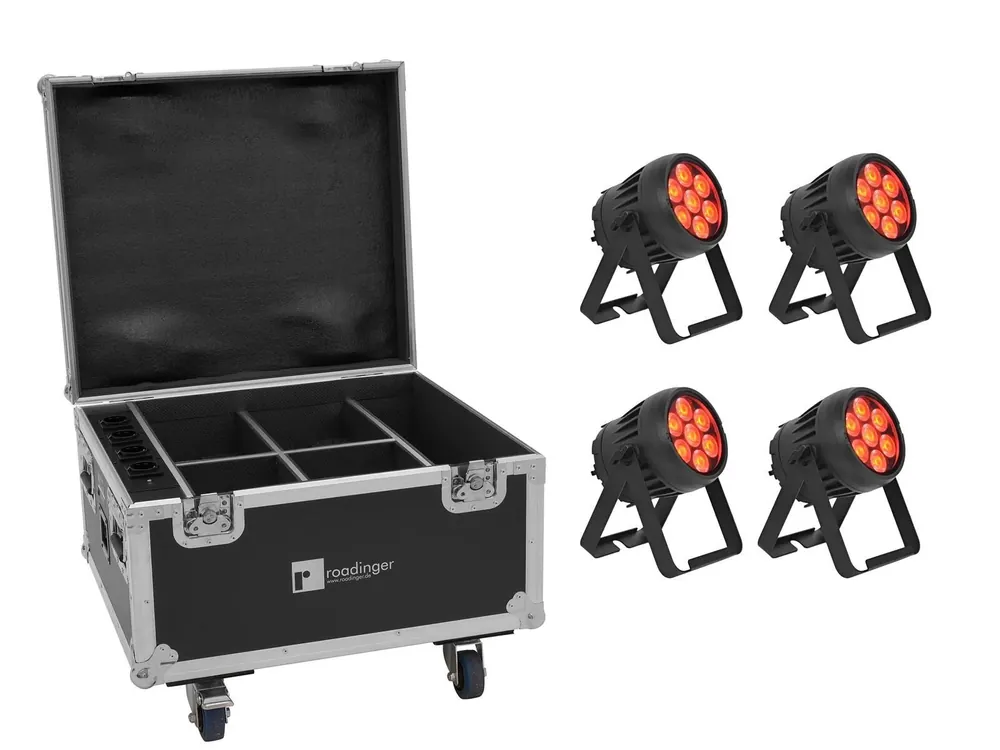 EUROLITE Set 4x AKKU IP PAR 7 QCL CRMX MK2 + Case mit Ladefunktion Saisonangebot