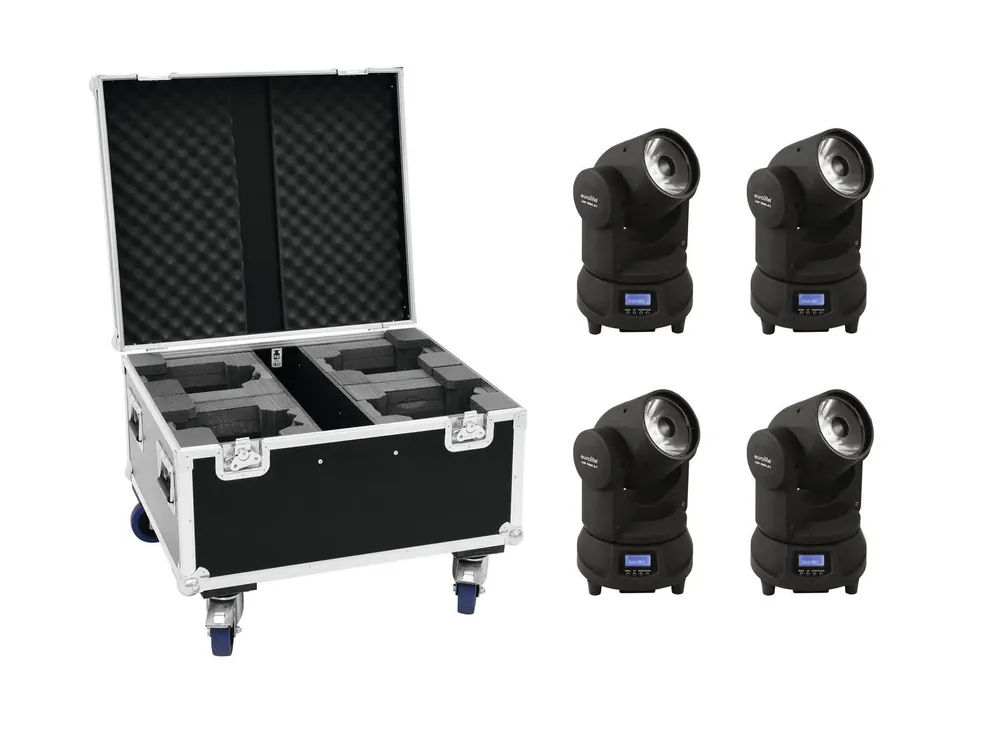 EUROLITE Set 4x LED TMH-X1 Moving-Head Beam + Case Aktuell