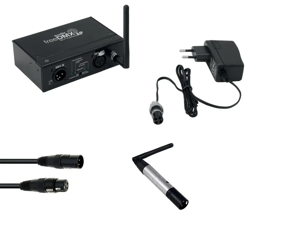 EUROLITE Set freeDMX AP Wi-Fi Interface + QuickDMX Funksender + DMX Kabel Kostenfreie Lieferung