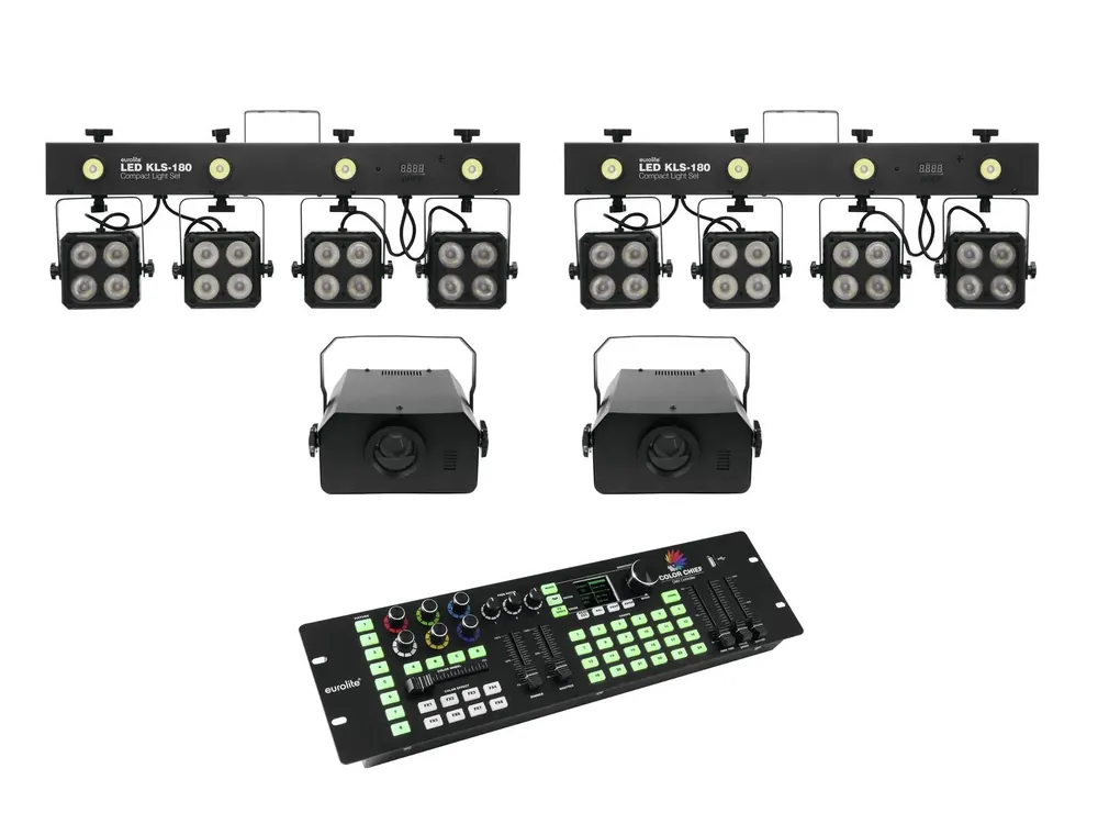Neue Ware EUROLITE Set 2x LED KLS-180 + 2x LED WF-40 + DMX LED Color Chief Controller