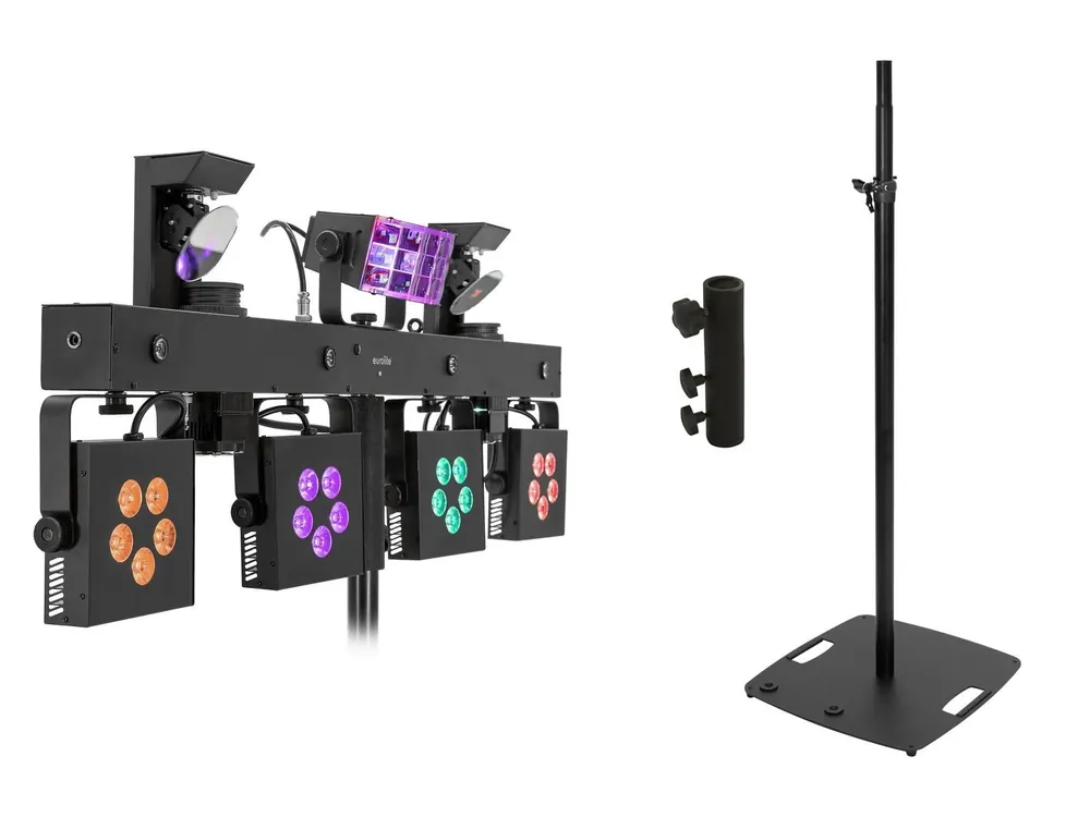 Versand Am Gleichen Tag EUROLITE Set LED KLS Scan Pro Next FX Kompakt-Lichtset + BPS-3 Boxenhochständer schwarz