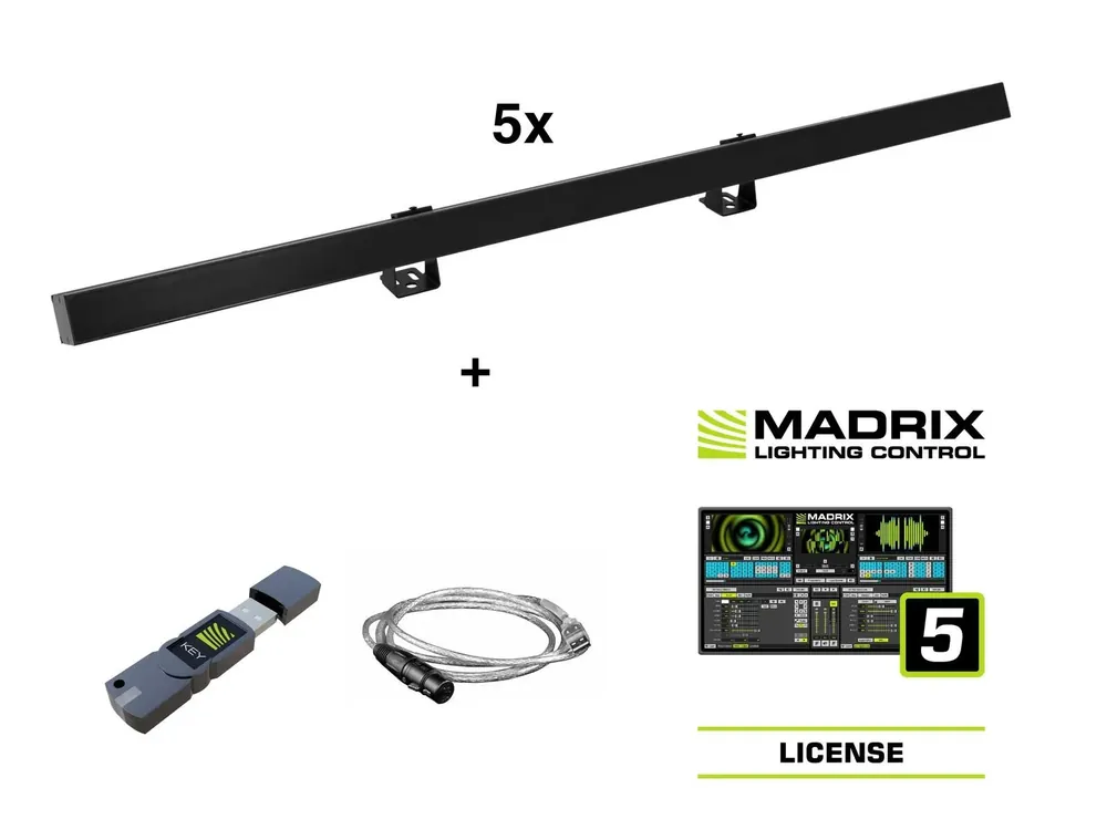Neue Kollektion EUROLITE Set 5x LED PR-100/32 Pixel DMX Rail sw + Madrix Software