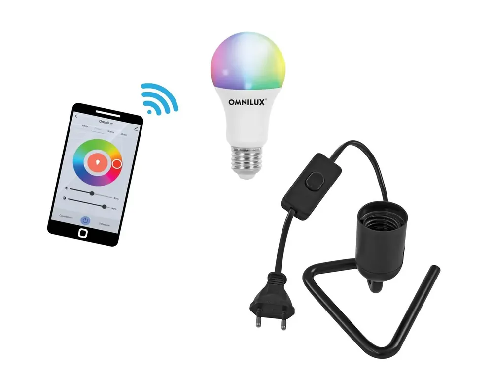 EUROLITE Set LED E27 RGB/WW/CW WiFi + Triangle Fassung schwarz Letzte Chance