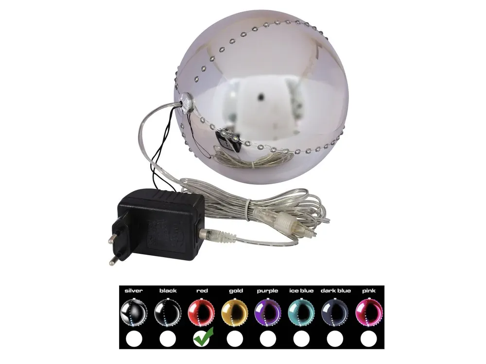 EUROPALMS LED Snowball 15cm, rot Zertifiziert