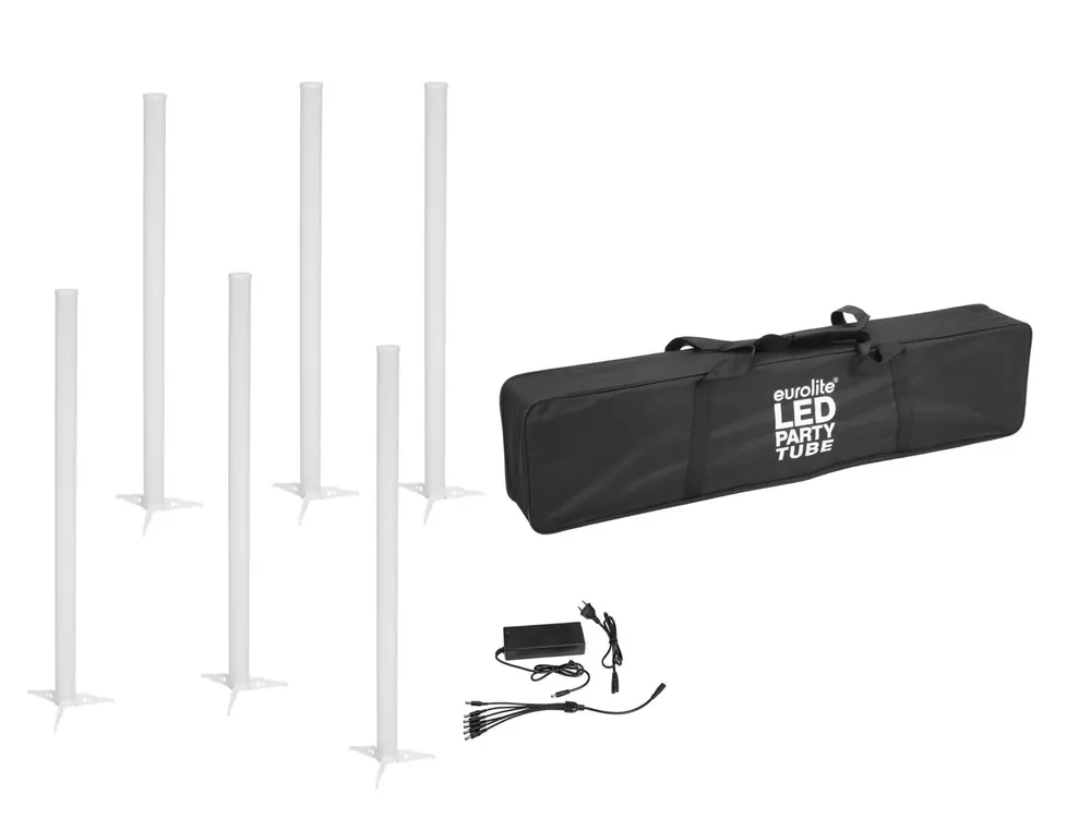 EUROLITE Set 6x AKKU LED Party Tube IR + Ladenetzteil + Soft-Bag Neu