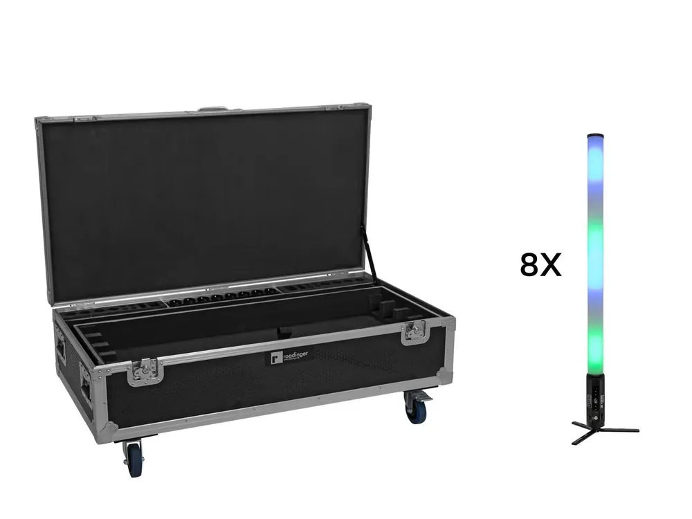 Günstig EUROLITE Set 8x AKKU IP Pixel Tube 360° PRO CRMX + Flightcase mit Rollen und Ladefunktion