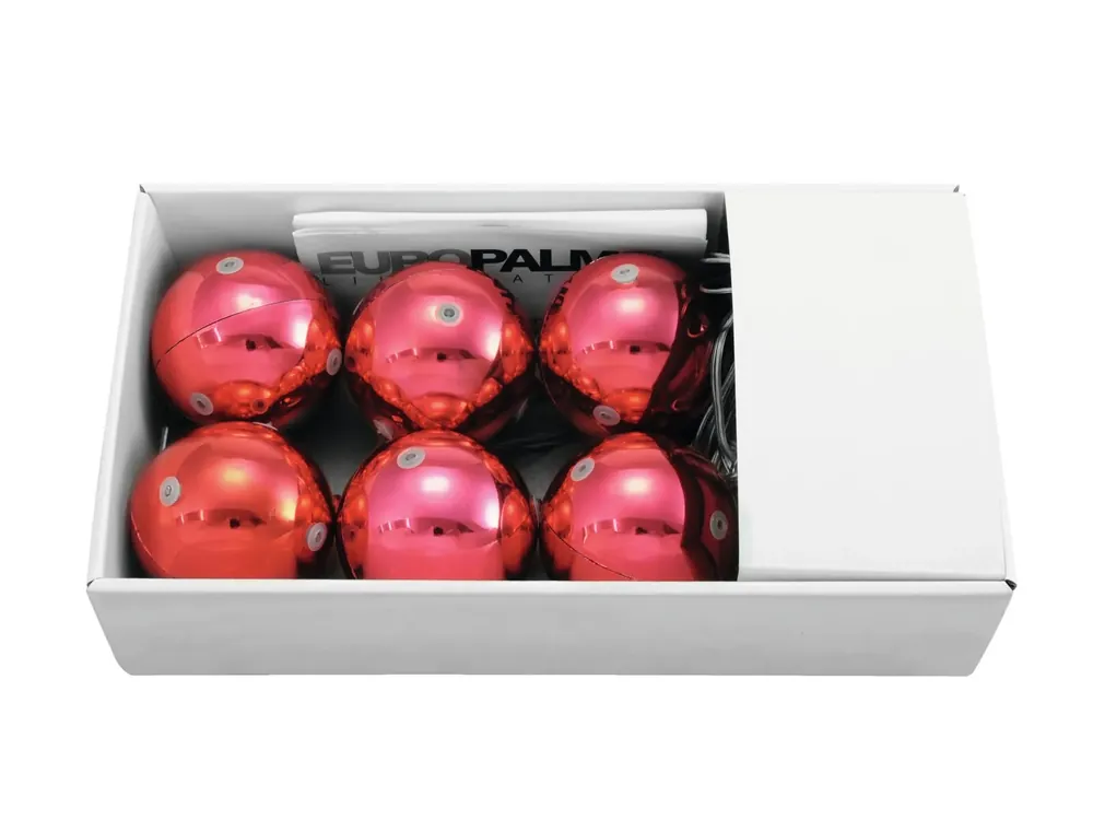 EUROPALMS LED Weihnachtskugel 6cm, rot 6x Markenprodukt
