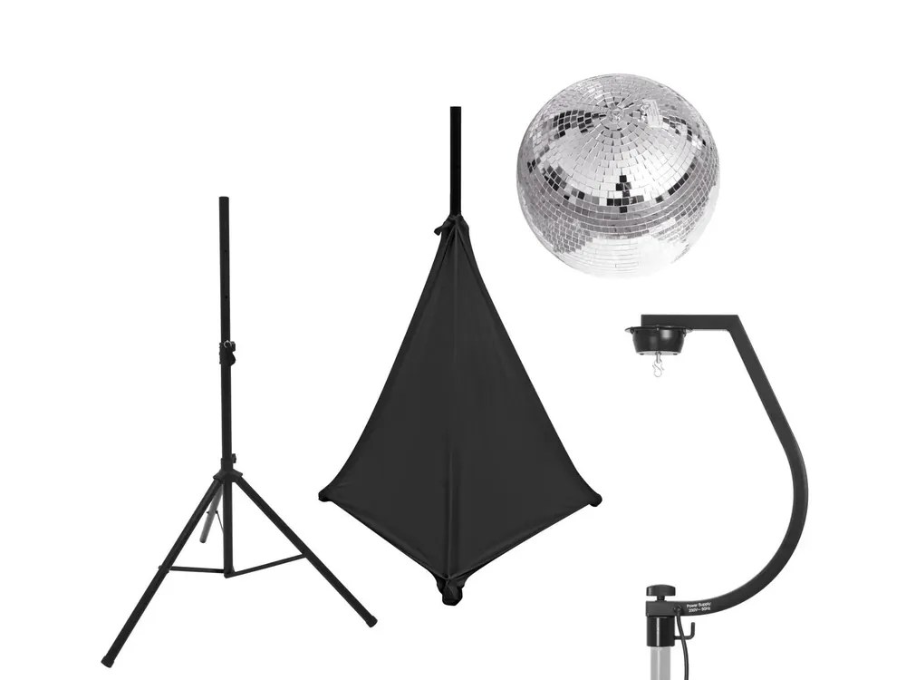 EUROLITE Set Spiegelkugel 30cm mit Stativ und Segel schwarz Letzte Chance