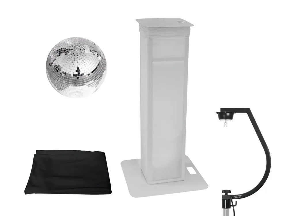 Neue Ware EUROLITE Set Spiegelkugel 30cm mit Stage Stand variabel + Cover schwarz