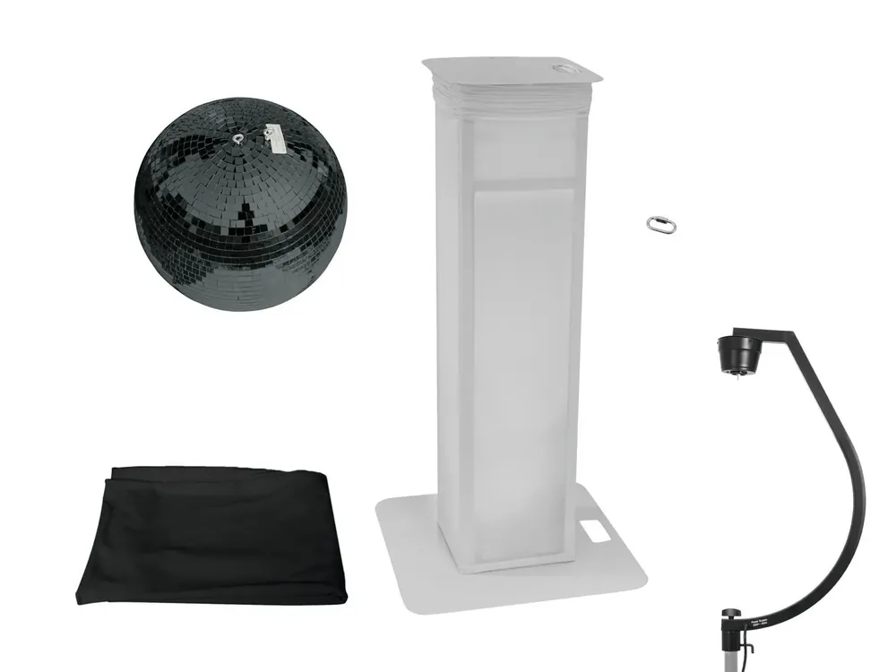 EUROLITE Set Spiegelkugel 50cm schwarz mit Stage Stand variabel + Cover schwarz Letzte Chance