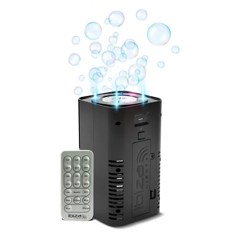 IBIZA BUBBLE-DREAM Seifenblasenmaschine mit LED Effekt und Fernbedienung Finale Aktion