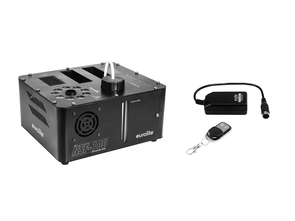Preisknaller EUROLITE Set NSF-100 LED DMX Hybrid Spray Fogger + WRC-4 Funkfernbedienung