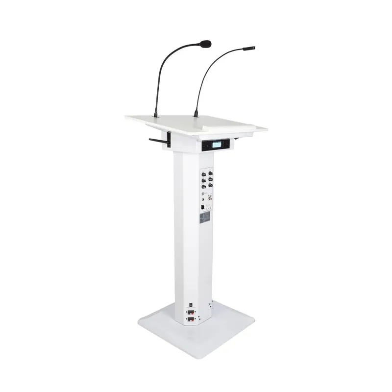 BST PRO AMC73 AKTIVES REDNERPULT MIT MIKROFONEN VERSTÄRKER LAUTSPRECHER WEISS Letzte Chance