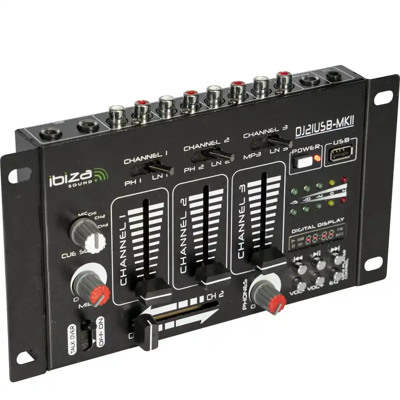 IBIZA DJ21USB-MKII DJ MISCHPULT MIT USB PLAYER Kostenloser Rückversand
