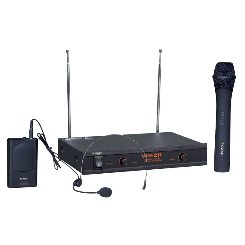 IBIZA VHF2H 2-KANAL FUNKMIKROFONSYSTEM HANDMIKROFON UND HEADSET Kostenloser Versand
