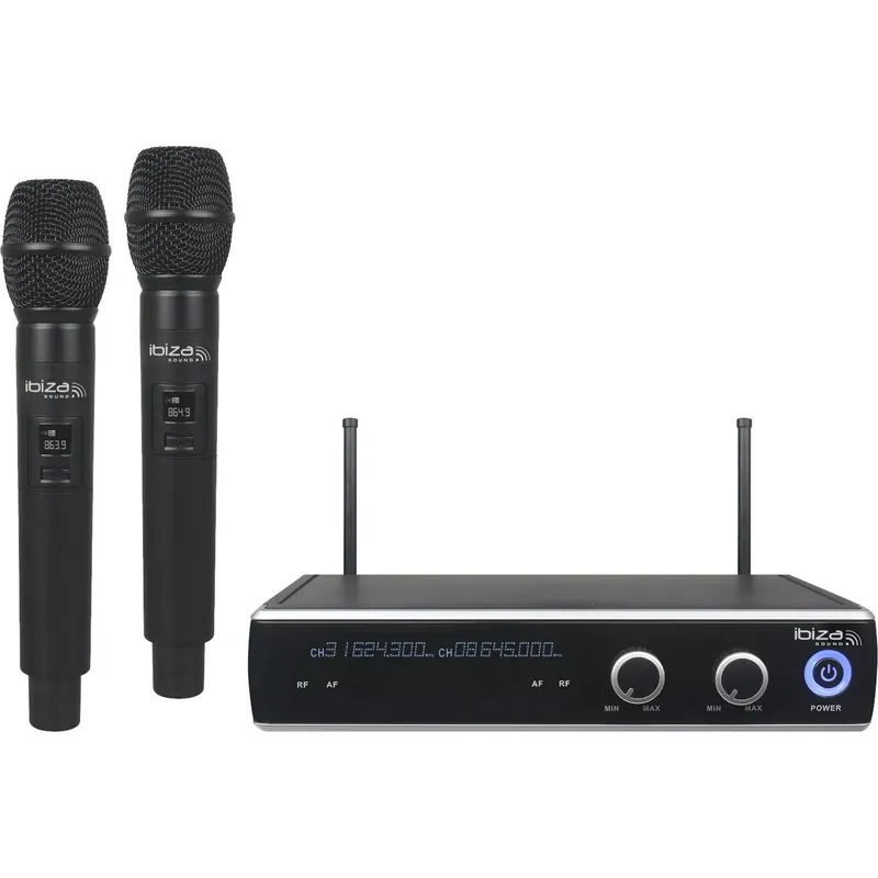 Heißes Angebot IBIZA DR20UHF-HH 2-Kanal UHF Doppel Funkmikrofon System mit Handmikrofon