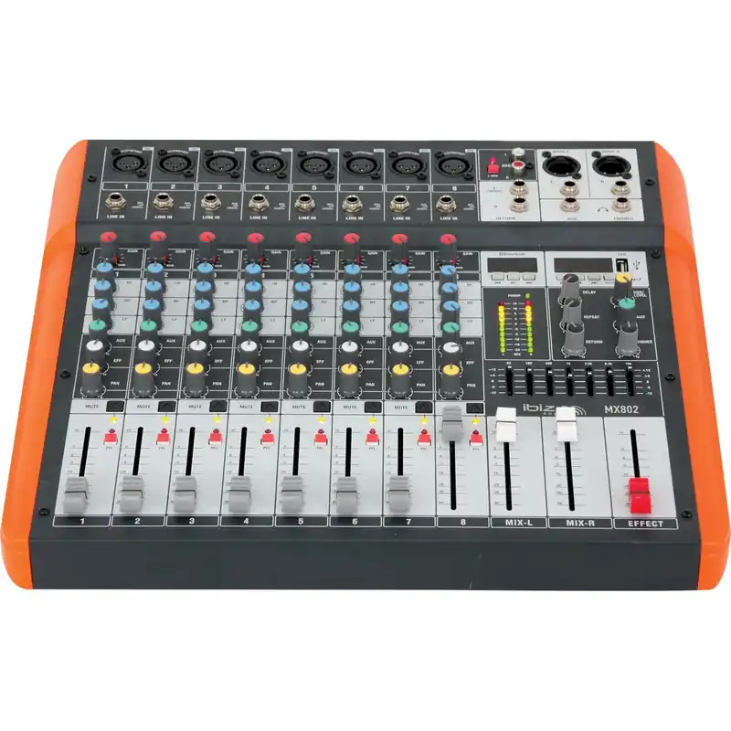 IBIZA MX802 KOMPAKTES 8 Kanal Mischpult USB und Bluetooth Heißes Angebot