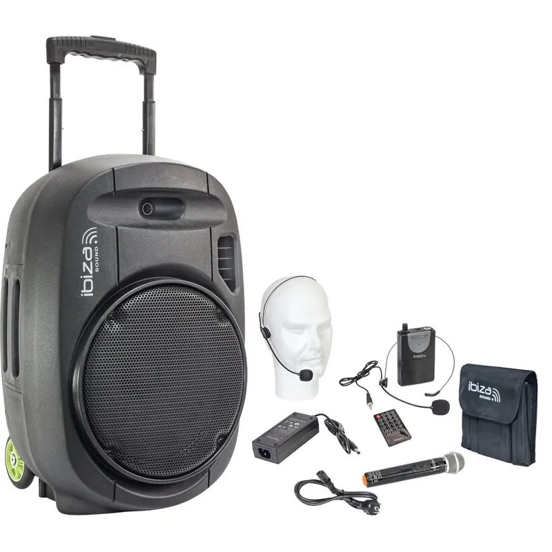 Ibiza PORT12VHF-MKII mobiler Lautsprecher mit Akku 2 Mikrofonen Headset 12 Zoll Meistverkauft