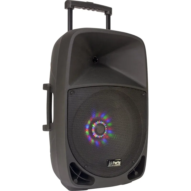 PARTY PARTY-15LED TRAGBARES AKKU 15" Soundsystem inkl. Funkmikrofon USB SD Player Radio Bluetooth Schnäppchen