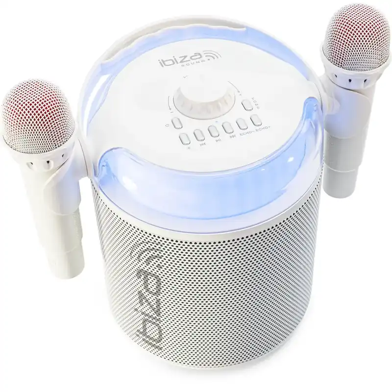 IBIZA akkubetriebener Karaoke Lautsprecher 120W weiß Preis Gesenkt
