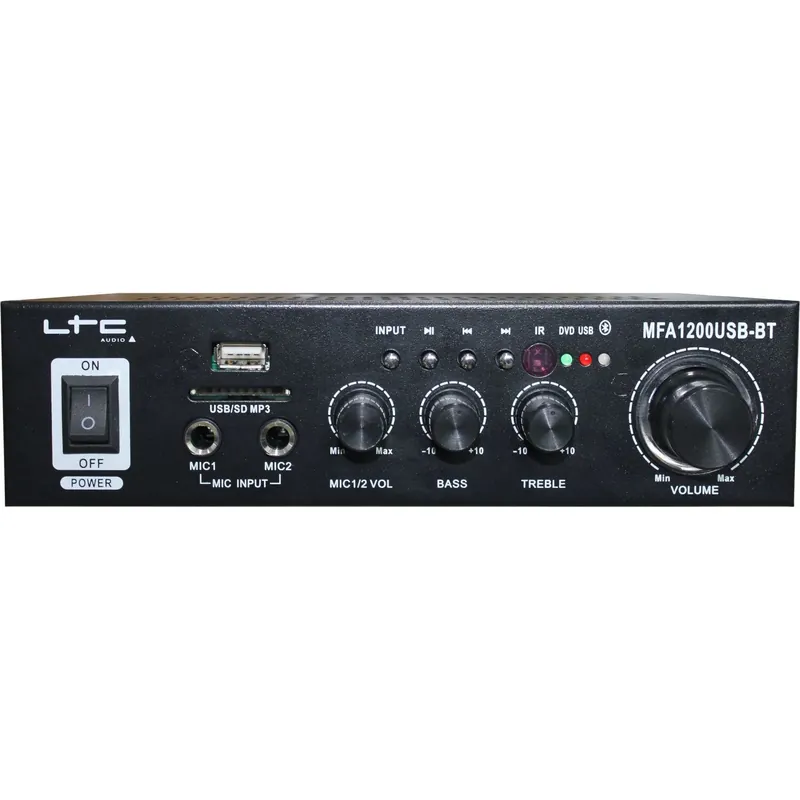 LTC MFA1200USB-BT-BL STEREO KARAOKE VERSTÄRKER 2x50W MIT USB SD UND BLUETOOTH Knallerangebot