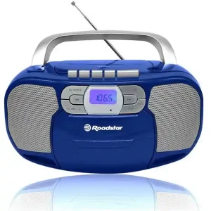 Preis Gesenkt ROADSTAR RCR-4635 Blue Stereoanlage mit CD MP3 USB Kassette FM Radio Aux und Batteriebetrieb