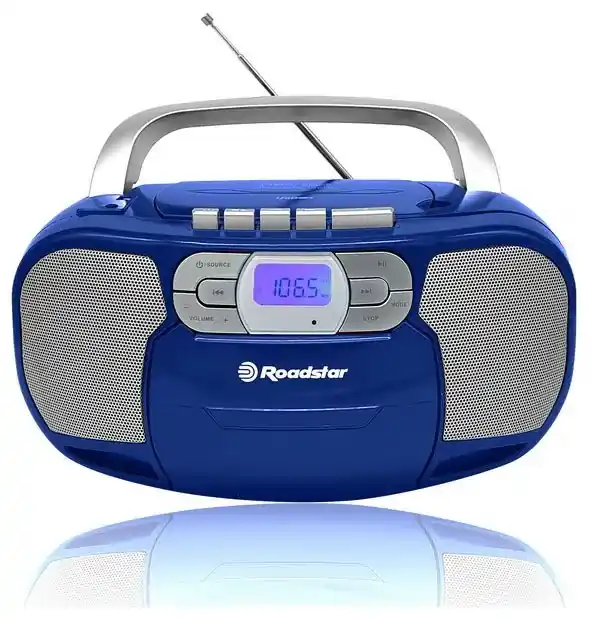 Preis Gesenkt ROADSTAR RCR-4635 Blue Stereoanlage mit CD MP3 USB Kassette FM Radio Aux und Batteriebetrieb