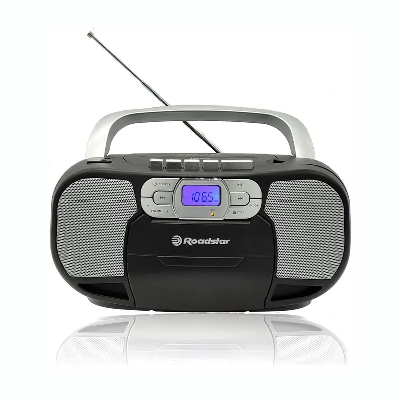 Ausverkauf ROADSTAR RCR-4635 Black Stereoanlage mit CD MP3 USB Kassette FM Radio Aux und Batteriebetrieb