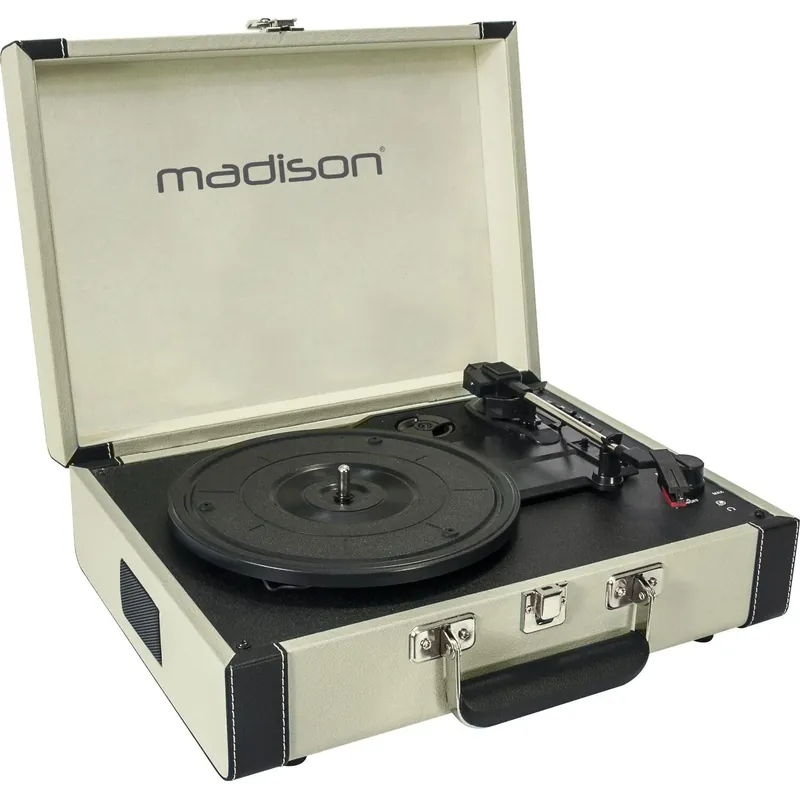 MADISON MAD-RETROCASE-CR NOSTALGIE SCHALLPLATTENKOFFER MIT BLUETOOTH USB SD UND AUFNAHMEFUNKTION Versand Am Gleichen Tag