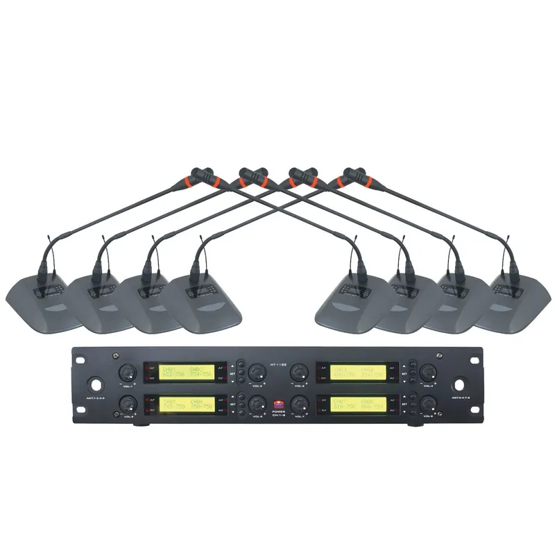 BST PRO HT1188 UHF KONFERENZSYSTEM MIT 8 TISCHMIKROFONEN Neu Im Sortiment